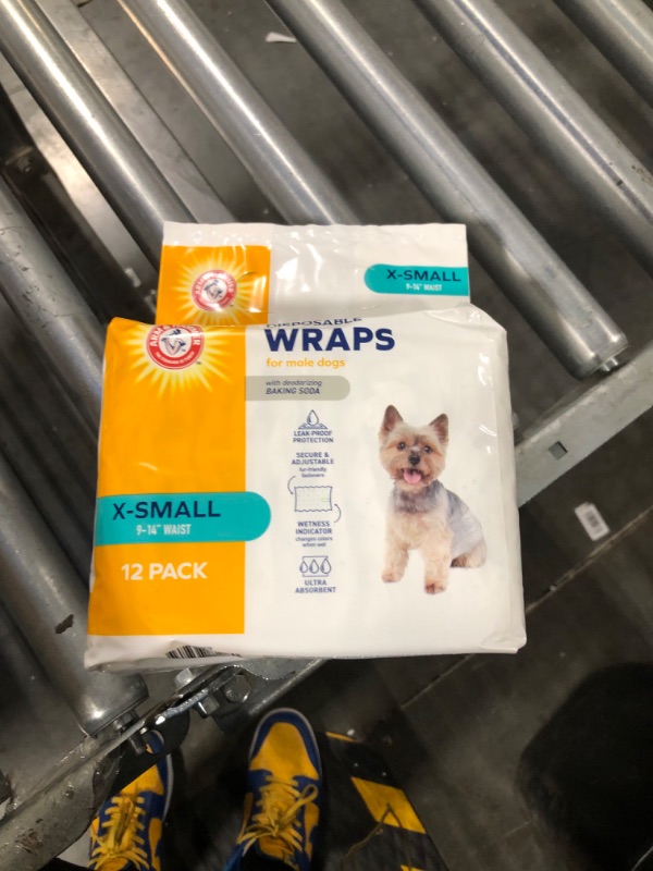 Photo 2 of Arm & Hammer for Pets Male Dog Wraps, X-Small 12ct | Super Absorbent Dog Wraps for Male Dogs | Arm & Hammer Baking Soda Enhanced Doggie Diapers for Odor Control, Dog Diapers Male, Male Dog Diapers Male Wraps X-Small (12 Count)