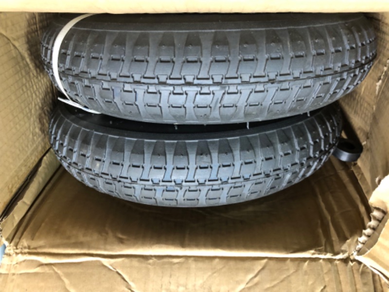 Photo 1 of DOUBLE BRIDGE 2-Pack 4.80/4.00-8" Pneumatic Wheelbarrow Wheel and Tires with 3"- 6" Center Hub and 3/4" Bushings for Wheelbarrow and Yard Cart Garden Wagon, Black 00038511-19