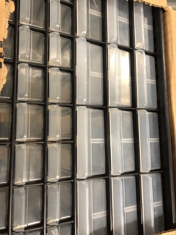 Photo 1 of Akro-Mils 10144, 44 Drawer Plastic Parts Storage Hardware and Craft Cabinet, 20-Inch W x 6.37-Inch D x 15.81-Inch H, Black 44 Drawer Cabinet Black