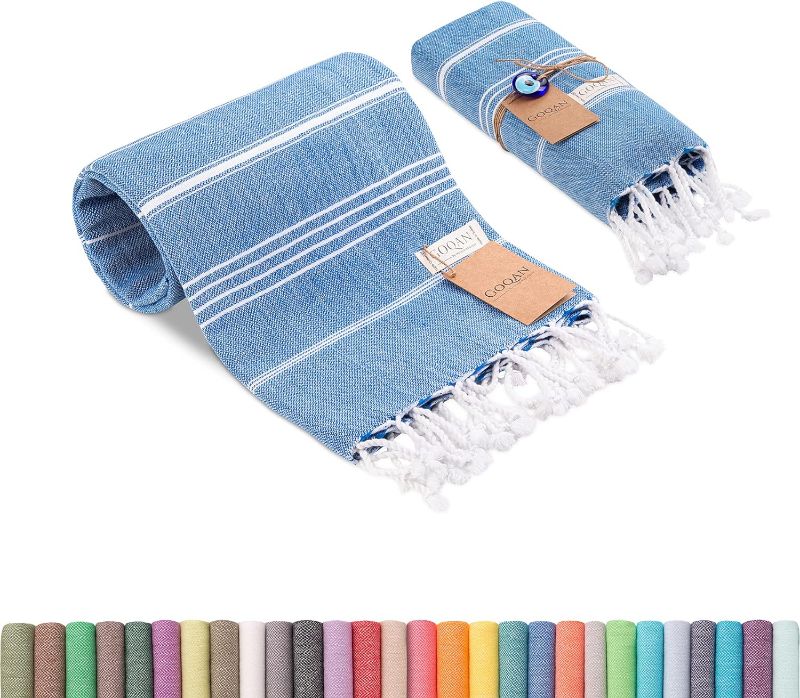 Photo 1 of  Turkish Beach Towel - 100% Cotton Turkish Towel - Pre Washed - No-Shrink - Quick Dry - Soft 39x71 - Large Beach Towels Clearance Oversized - 
