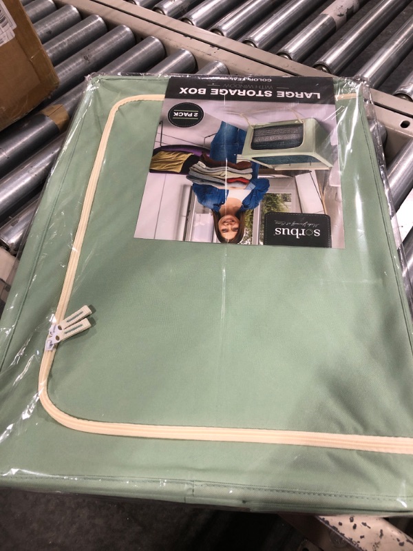 Photo 1 of Sorbus Jumbo Storage Bins with Metal Frame - Stackable & Foldable Clothes Organizer Bags - Oxford Fabric Storage Containers with Large Clear Window & Carry Handles, Organization for Bedding, Linen, Clothes & More Teal
