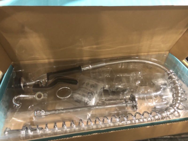 Photo 1 of Aquaterior Commercial Kitchen Sink Faucet Pre-Rinse Faucet 48" Height with Add-On Faucet Upgrade Durable Handle 5 Year Warranty Fit for 2/3 Compartment Sink cUPC NSF ANSI CEC Type 4