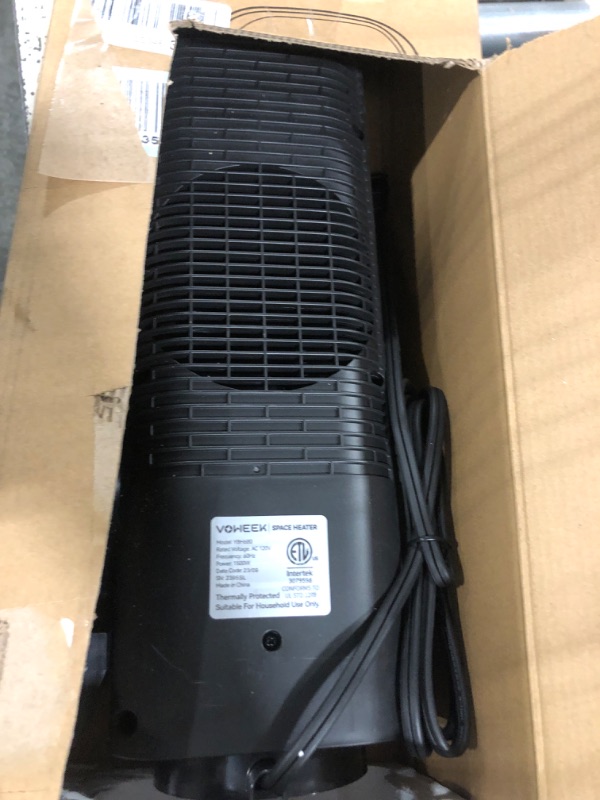 Photo 3 of 24" Space Heater, Voweek 1500W PTC Fast Heating Ceramic Heater for Office, Large Room, Indoor Use, Bedroom, Electric Heater with Thermostat, Remote, 3 Modes, ETL Certified, 12H Timer, 90° Oscillating Black