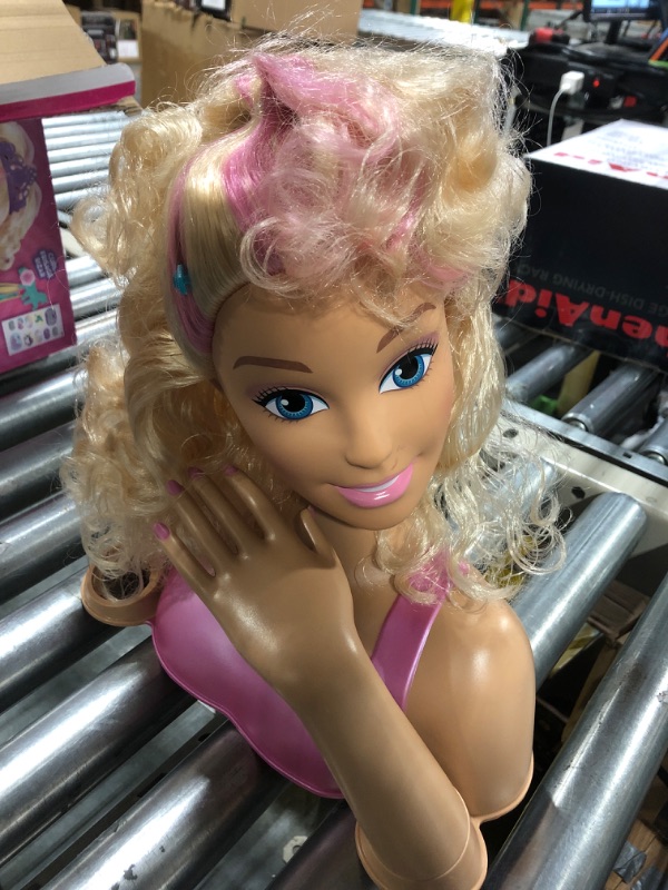 Photo 1 of Barbie Unicorn Party 27-piece Deluxe Styling Head, Blonde Hair, Pretend Play, Amazon Exclusive