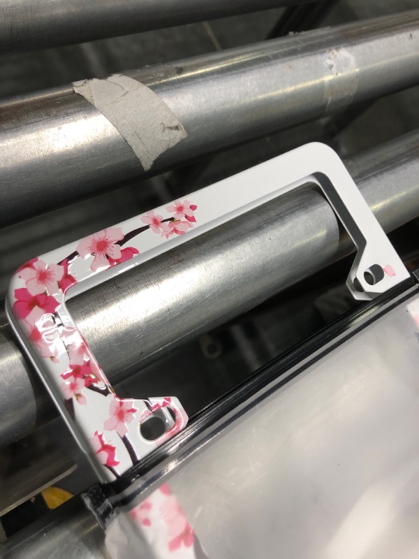 Photo 3 of ?2Pcs? Cherry Blossom Personalise License Plate Frame Stainless Steel Sakura License Plate Frame Cover Women Pink Flowers Accessory Rustproof Car Plate Frame Decor for US Vehicle Standard Size ?2Pcs?Beautiful Cherry Blossoms Pink Floral 2 Pack