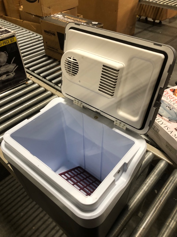 Photo 4 of ***** small hole inside***** Koolatron Thermoelectric Iceless 12V Cooler 25 L (26 qt), Electric Portable Car Fridge w/ 12 Volt DC Power Cord, Gray/White, Travel Road Trips Camping Fishing Trucking, Made in North America