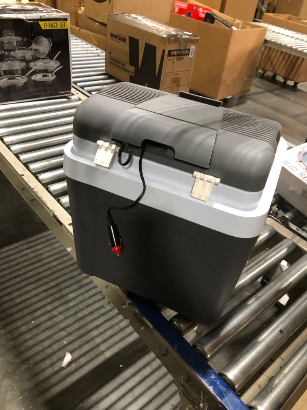 Photo 3 of ***** small hole inside***** Koolatron Thermoelectric Iceless 12V Cooler 25 L (26 qt), Electric Portable Car Fridge w/ 12 Volt DC Power Cord, Gray/White, Travel Road Trips Camping Fishing Trucking, Made in North America
