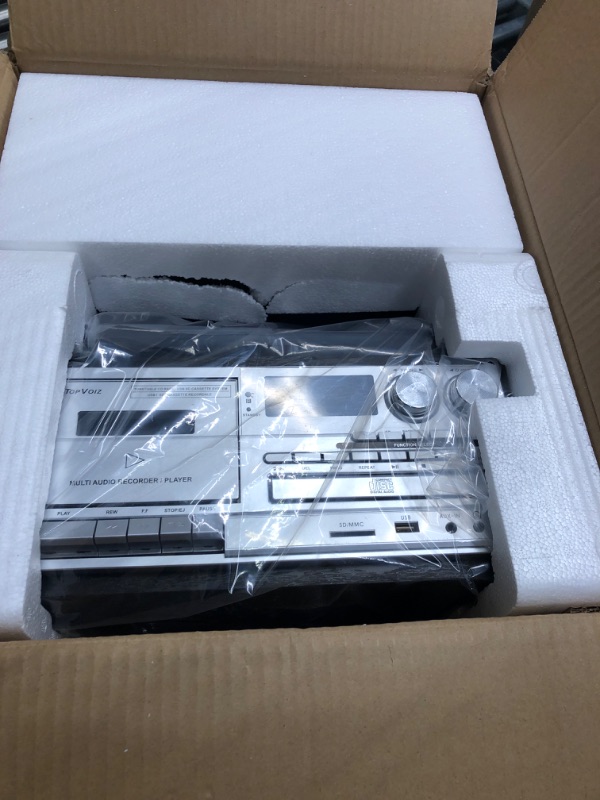 Photo 1 of Gartopvoiz Bluetooth Vinyl Record Player, 3 Speeds All in 1 LP Turntable with External Stereo Speakers, CD Player Cassette AM/FM Radio USB/SD Encoding & Playing Phonograph