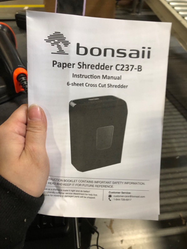 Photo 5 of Bonsaii Paper Shredder for Home Use,6-Sheet Crosscut Paper and Credit Card Shredder for Home Office,Home Shredder with Handle for Document,Mail,Staple,Clip-3.4 Gal Wastebasket(C237-B) 6-Sheet Cross Cut