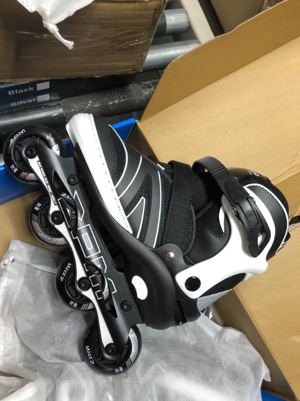 Photo 3 of 2PM SPORTS Kids Adjustable Inline Skates Ages 4-12, Youth Inlie Skates for Girls Boys 5-8 8-12 with Full Light Up Wheels, Beginner Women Adult Skates White Medium - Big Kid