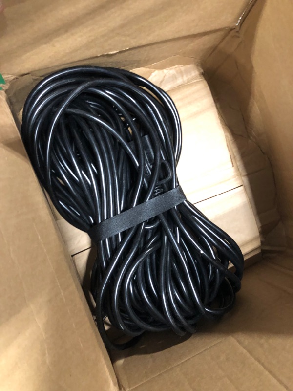 Photo 1 of Indoor Outdoor Black Extension Cord 100 ft Waterproof, 16/3 Gauge Flexible Cold-Resistant Appliance Extension Cord Outside, 10A 1250W 16AWG SJTW, 3 Prong Heavy Duty Electric Cord, ETL HUANCHAIN Black 100FT