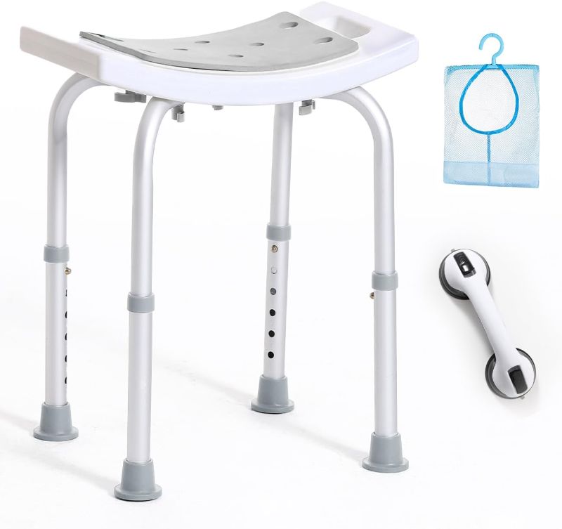 Photo 1 of Eligible Shower Chair for Inside Shower, Waterproof Shower Stool for Inside Shower with Free Grab Bar, Tool-Free Shower Seat for Bathtub, Adjustable Shower Chair for Elderly by SOUHEILO **NOT EXACT PICTURE**