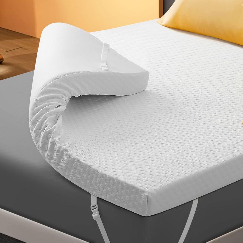 Photo 1 of  Memory Foam Mattress Topper Twin Size, Cooling Mattress Pad for Back Pain, with Removable Bamboo Cover?Bed Topper Soft & Breathable