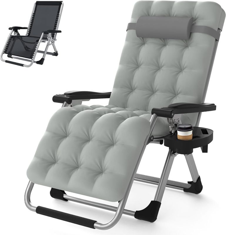 Photo 1 of ** not exact picture** Suteck Zero Gravity Chair 26In L Reclining Camping Chair w/Removable Cushion, Outdoor Lounge Chairs Patio Recliner with Cup Holder and Padded Headrest, Aluminum Alloy Lock Chaise Suppo 