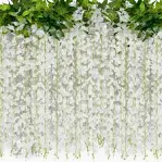 Photo 1 of  6 Feet Artificial White Wisteria Vine Silk Wisteria Flowers Garland for Wedding Arch Party Garden Home Decor 