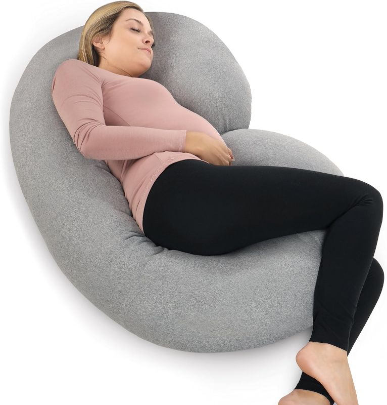 Photo 1 of , C-Shape Full Body Pillow – Jersey Cover Dark Grey – Pregnancy Pillows for Sleeping – Body Pillows for Adults, Maternity Pillow and Pregnancy Must Haves, New Mom Gifts ** not exact picture**