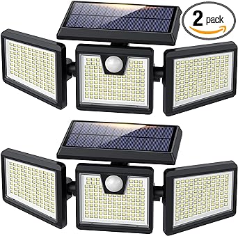 Photo 1 of 2 pack Solar Outdoor Lights 341 LED Solar Motion Sensor Lights, 3 Head Security Lights with PIR Waterproof Solar Flood Wall Lights for Garden Patio