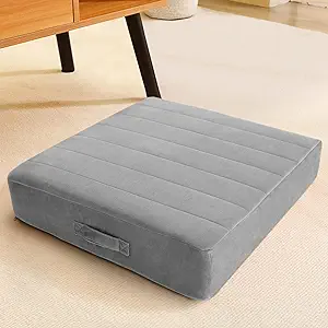 Photo 1 of 3 Pillows Seating for Adults Kids, Large Meditation Cushion Floor Pillow with Thick Foam & Soft Tufted Cover, Washable Big Pillow Seat Floor Cushion for Sitting Yoga, 24" Grey ** not exact picture**