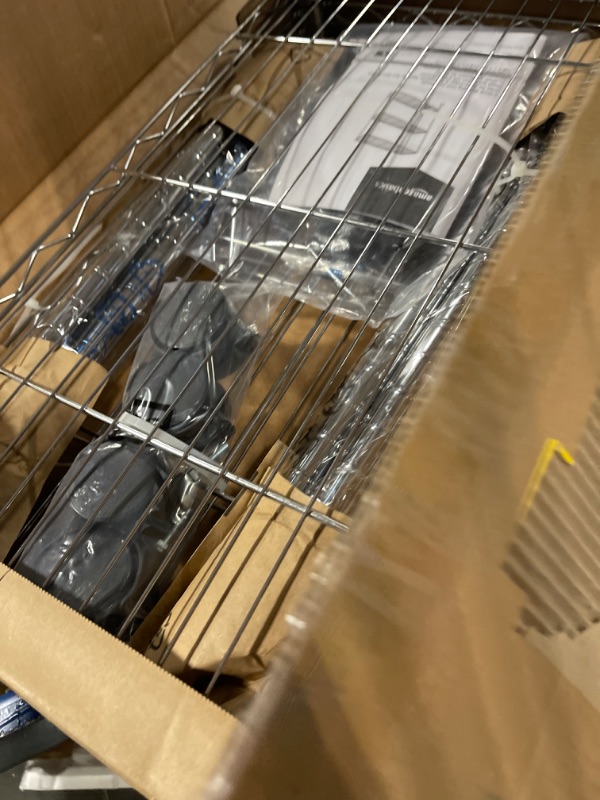 Photo 1 of Amazon Basics 3-Shelf Narrow Adjustable, Heavy Duty Storage Shelving Unit on 4'' Wheel Casters, Metal Organizer Wire Rack, Chrome, 23.2"L x 13.4"W x 32.75"H 3-Shelf Narrow With Wheels Chrome