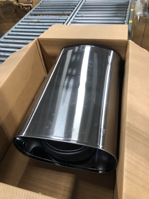 Photo 1 of *****nonfunctional****Ninestars DZT-50-13 Automatic Touchless Motion Sensor Oval Trash Can with Black Top, 13 gallon/50 L, Stainless Steel 13 Gal. 50 L Stainless Steel