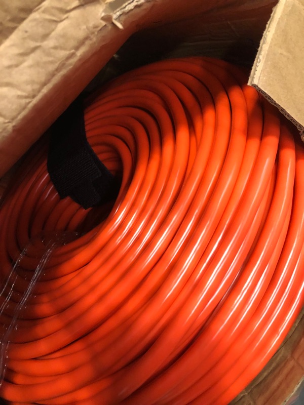 Photo 2 of 250 ft Outdoor Extension Cord Waterproof 12/3 Gauge Heavy Duty with Lighted end, Flexible Cold-Resistant 3 Prong Electric Cord Outside, 15Amp 1875W 12AWG SJTW, Orange, ETL HUANCHAIN Orange 250 foot