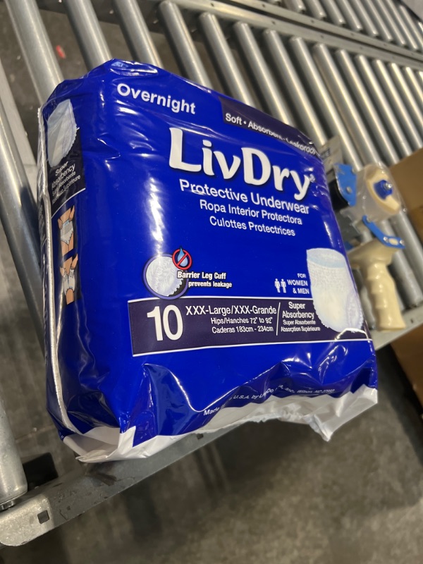 Photo 1 of LivDry Adult Incontinence Underwear, Overnight Comfort Absorbency, Leak Protection (XXX-Large (10 Count))
