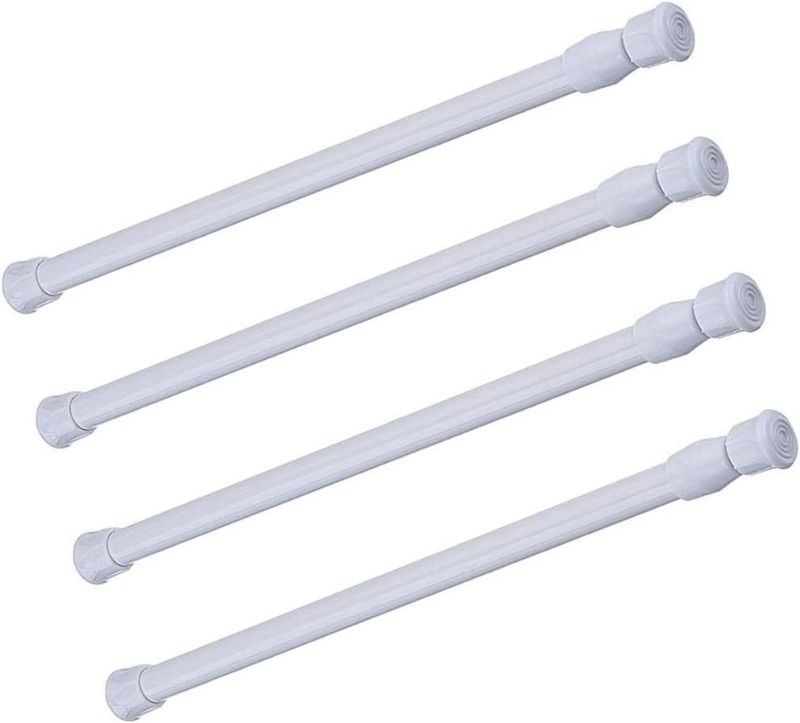 Photo 1 of 4 Pack Tension Rods, 28-48 Inches Adjustable Spring Steel Cupboard Bars Tension Curtain Rod shower Rod Closet Rod Tensions Rod Extendable Width White