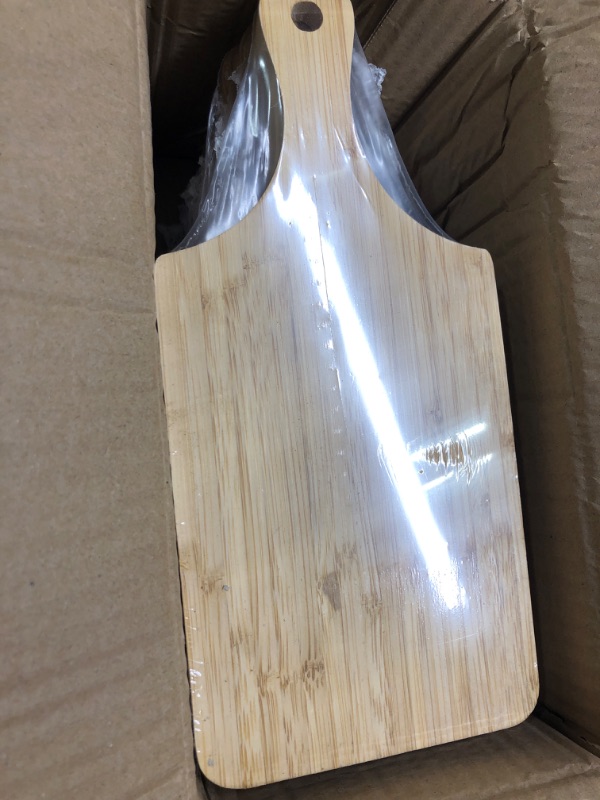 Photo 1 of 12 Pcs Thicken Bamboo Cutting Board Bulk Personalized Wood Chopping Board Customized Laser Engraving Blanks Serving Board for Wedding Mother's Day Housewarming Gift (Handle)