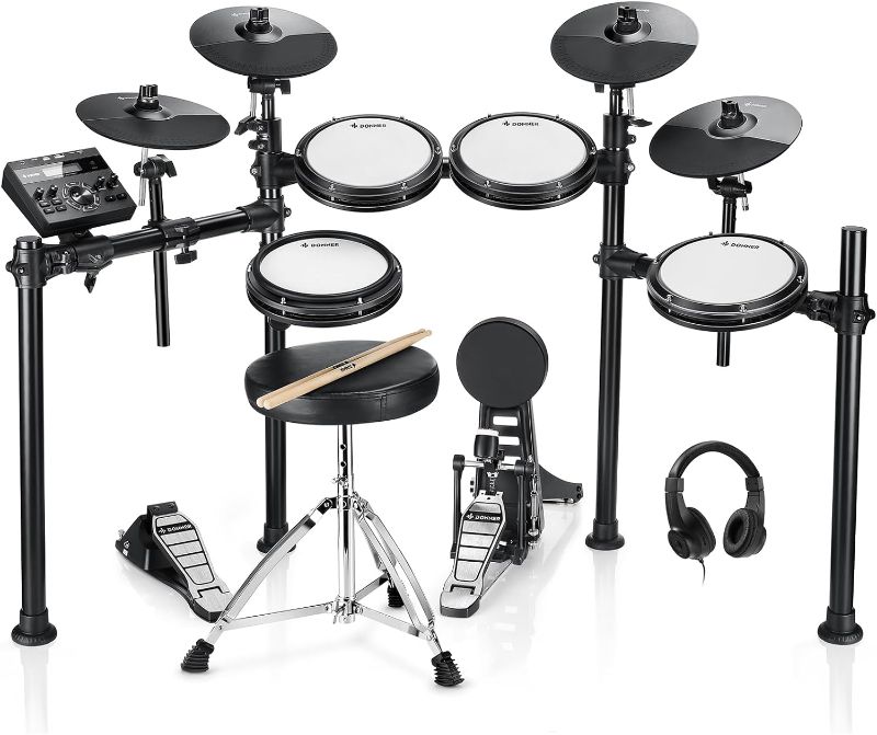 Photo 1 of Donner Electronic Drum Set with Quiet Pads, Cymbals, 450+ Sounds, USB MIDI - 5 Pads, 4 Cymbals41
