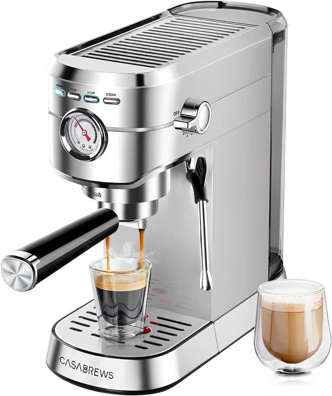 Photo 1 of CASABREWS Espresso Machine 20 Bar, Professional Espresso Maker with Milk Frother Steam Wand, Compact Coffee Machine with 34oz Removable Water Tank for Cappuccino, Latte, Gift for Dad or Mom