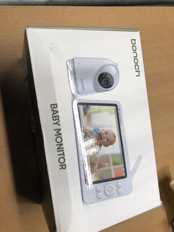 Photo 1 of bonoch Baby Monitor with Camera and Audio, 7" 720P HD Video Baby Monitor No WiFi, 6000mAh Battery, VOX Mode, Auto Night Vision, Hack Proof, Remote PTZ, 8 Lullabies Baby Camera Monitor 7" 720p with 1 camera