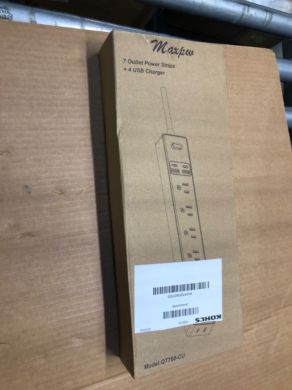 Photo 1 of 2 Pack Power Strip Surge Protector - 7 Outlets 4 USB Ports (2 USB C), Maxpw Ultra Thin Flat Extension Cord & Flat Plug, 10 Ft & 6 Ft, 1875W/15A, 1700 Joules, Wall Mount for Home Office Dorm, White