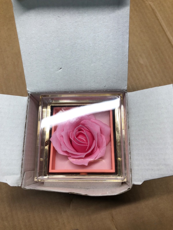 Photo 1 of muchly Rose Ring Box?Proposal ring box rotates 360 degrees. Square Velvet Jewelry Box for Proposal Ring, Ceremony, Wedding or Special Occasions (pink)