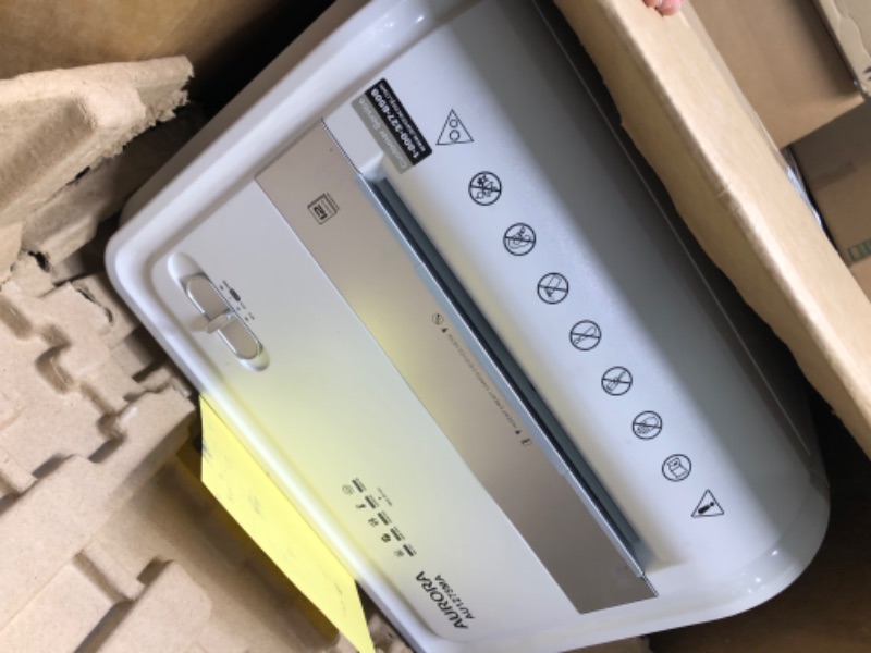 Photo 1 of Aurora AU1275MA Professional Grade 12-Sheet Micro-Cut Paper and CD/Credit Card Shredder/ 60 Minutes Continuous Run Time, White/Gray 12-Sheet Micro-cut/60-min Run Time Shredder