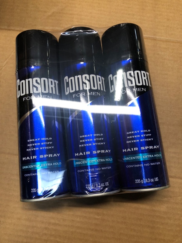 Photo 1 of Consort For Men Hair Spray Aerosol Unscented Extra Hold 8.30 oz (Pack of 3)