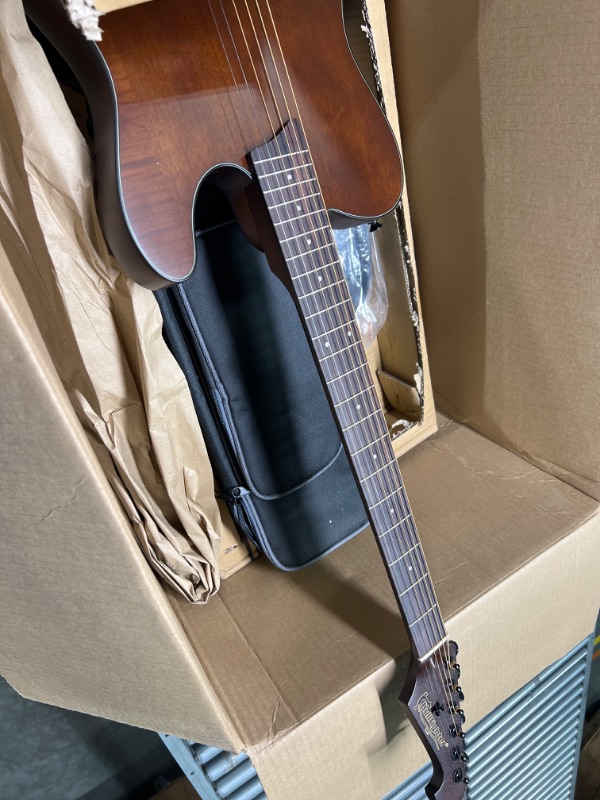 Photo 1 of Acoustic Guitar Silent Nylon 6 String Travel Electronic Classical Portable Built in Effects Steel Guitars Case Bag, Strap, Strings, Tuner (Brown-GD)
