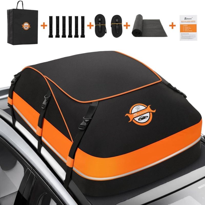 Photo 1 of Adakiit Car Roof Bag Cargo Carrier, 20 Cubic Feet Waterproof Heavy Duty Car Roof Top Carrier with/without Rack, Suitable for All Vehicles Cargo Bag