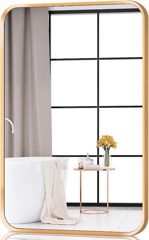 Photo 1 of **USED WITH MINOR SCRATCHES** Muzuli inch Gold Framed Rectangle Mirror Bathroom Mirror for Wall Decor Hangs Horizontally or Vertically for Bathroom Bedroom LivingRoom Entryway