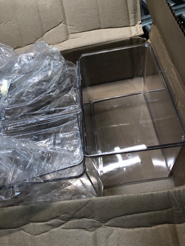 Photo 1 of ***** ONE HAS BROKEN LID AND ONE IS CRACKED**** mDesign Kids Plastic Stackable Toy Storage Organizer Box Container with Hinged Lid for Storing Action Figures, Crayons, Building 3 pack