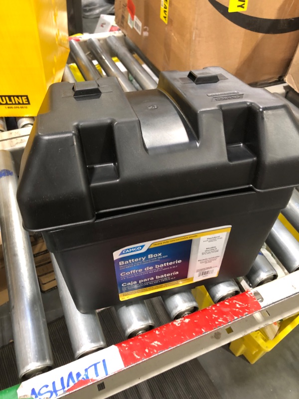 Photo 1 of Camco Large Battery Box with Straps and Hardware - Group 27, 30, 31 |Safely Stores RV, Automotive, and Marine Batteries | Measures Inside 7-1/4" x 13-1/4" x 8-5/8" | (55373) Frustration Free Packaging Large Battery Box