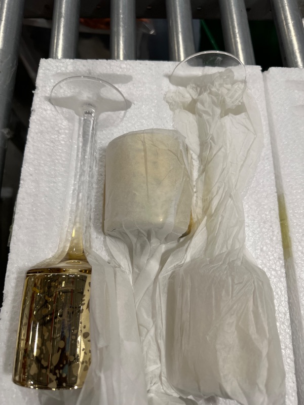 Photo 1 of ***10 Set of 3*** - Gold Long Stem Mercury Glass Cylinder Vase, Candle Holder Set  8"|9"|10" "for Wedding, Outdoor Receptions, Banquets, Holiday Dining
 - 8"|9"|10" - Gold 