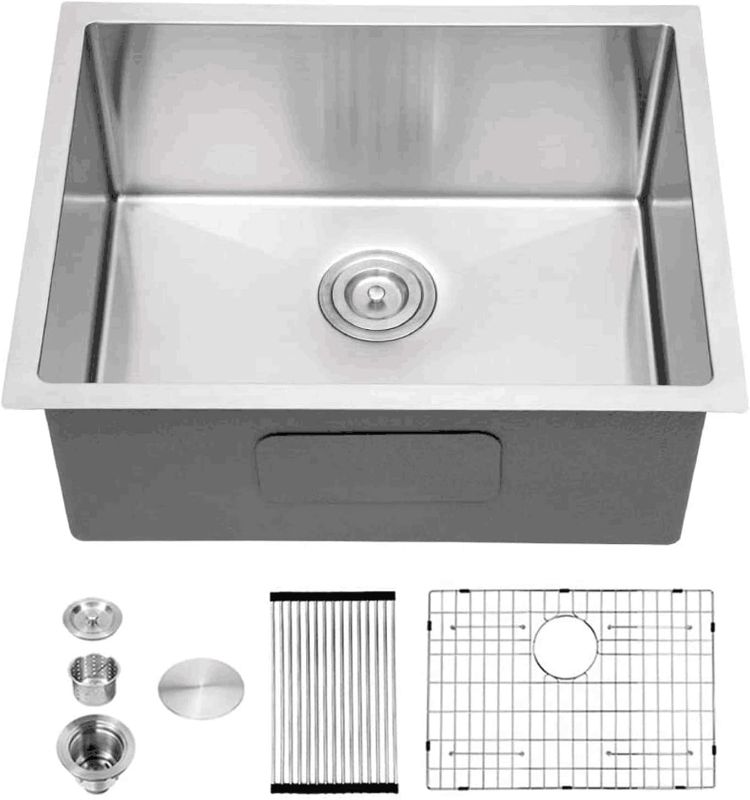 Photo 1 of 23 Undermount Laundry Sink - Sarlai 23x18x12 Inch Undermount Utility Sink Rectangular Deep Single Bowl 16 Gauge Stainless Steel Under Counter Kitchen Laundry Tub Utility Sink Basin