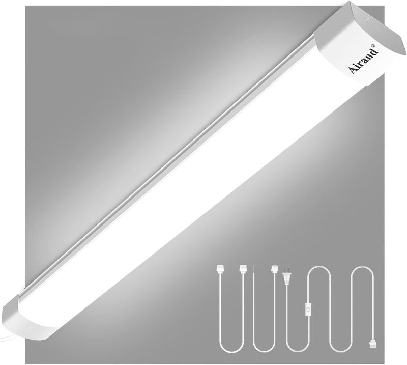 Photo 1 of Airand Utility LED Shop Light Fixture 2FT 4FT with Plug, Waterproof Linkable LED Tube Light 5000K Under Cabinet Lighting,1800 LM LED Ceiling and Closet Light 18W, Corded Electric with ON/Off Switch 2 FT/With Plug