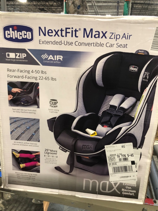 Photo 2 of Chicco NextFit Max Zip Air | Convertible Car Seat| Rear-Facing Seat for Infants 12-40 lbs. | Forward-Facing Toddler Car Seat 25-65 lbs. | Baby Travel Gear Vero