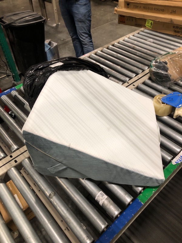 Photo 1 of ROCYJULIN Wedge Pillow for Sleeping, 9 & 12 Inch Adjustable Memory Foam Incline Elevated Pillow Wedge, Triangle Wedge Pillows for After Surgery, Acid Reflux and Snoring, Dark Grey & White 22"x22"x12" Dark Grey & White