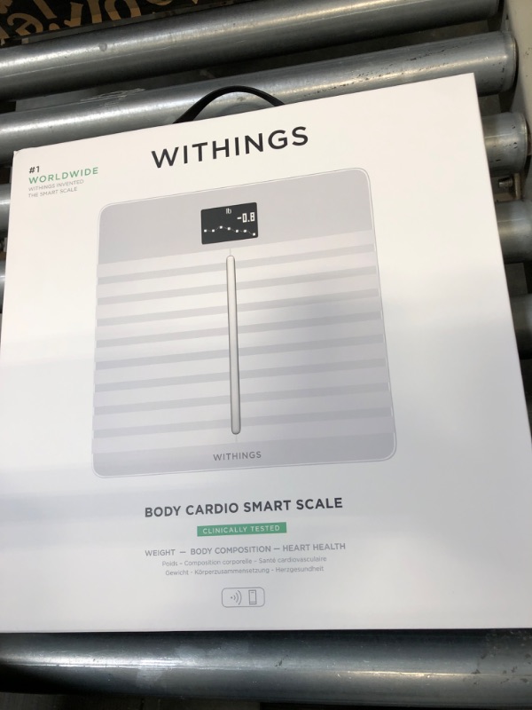 Photo 3 of ***BRAND NEW*** **factory sealed**Withings Body Cardio – Premium Wi-Fi Body Composition Smart Scale, Tracks Heart Health, Vascular Age, BMI, Fat, Muscle & Bone Mass, Water %, Digital Bathroom Scale with App Sync via Bluetooth or Wi-Fi Body White