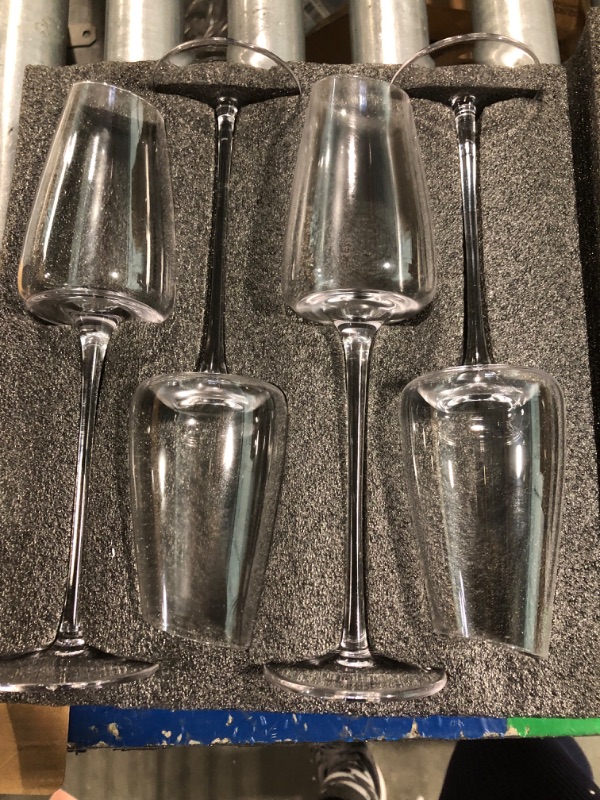 Photo 2 of Hand-Blown Champagne Flutes Glass,Premium Crystal Long Stem Champagne Glasses Set of 4,Mimosa Glasses with Unique Concave Base,Gift Box-for Wedding,Christmas, Birthday,Women-8.7 oz,Clear