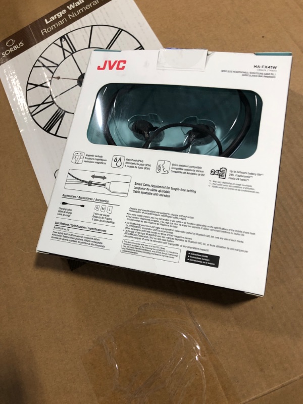 Photo 2 of JVC Air Cushion Wireless Earbuds Headphones, Bluetooth 5.0, Water Resistant IPX4, Long Life Battery (up to 24 Hours), 3-Button Remote with mic - HAFX41WB, Black, Medium