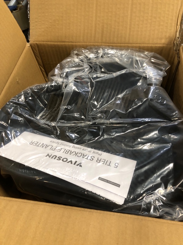 Photo 1 of VIVOSUN 5 Tier Vertical Gardening Stackable Planter for Strawberries, Flowers, Herbs, Vegetables, Black Black 1-Pack