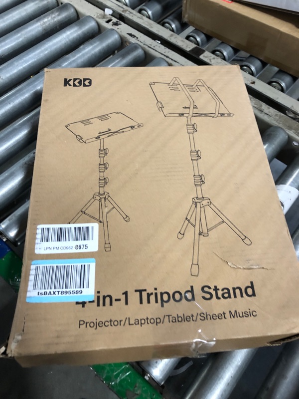 Photo 1 of KDD Projector Tripod Stand - 4 in 1 Music Stand with Spring Arm Foldable Laptop Floor Stand - Tablet Holder with Sliding Lever - Adjustable Height from 23" to 63" and 180° Rotation 4 in 1 Stand